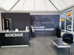 Inside the Rokbak pavilion at the Molson Group open day, where the dealer welcomed customers to discuss their needs